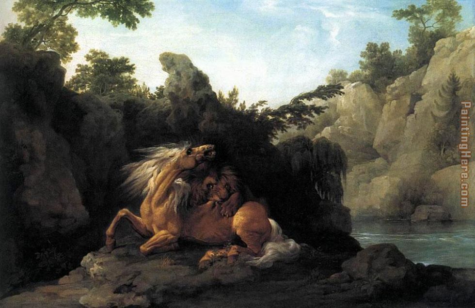 Lion Devouring a Horse painting - George Stubbs Lion Devouring a Horse art painting